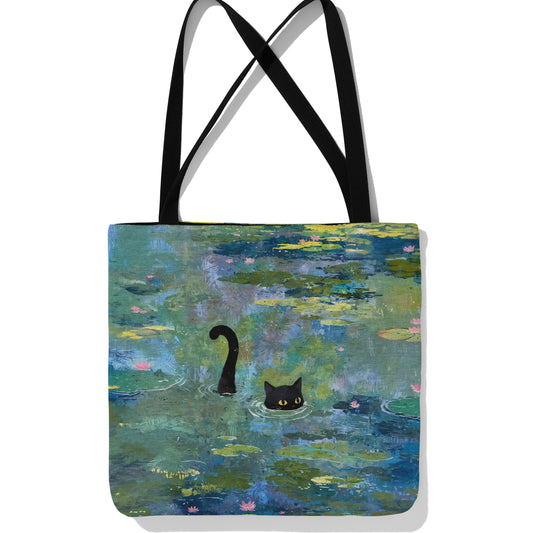 Monet Waterlily Cat Tote Bag 🐾🎨