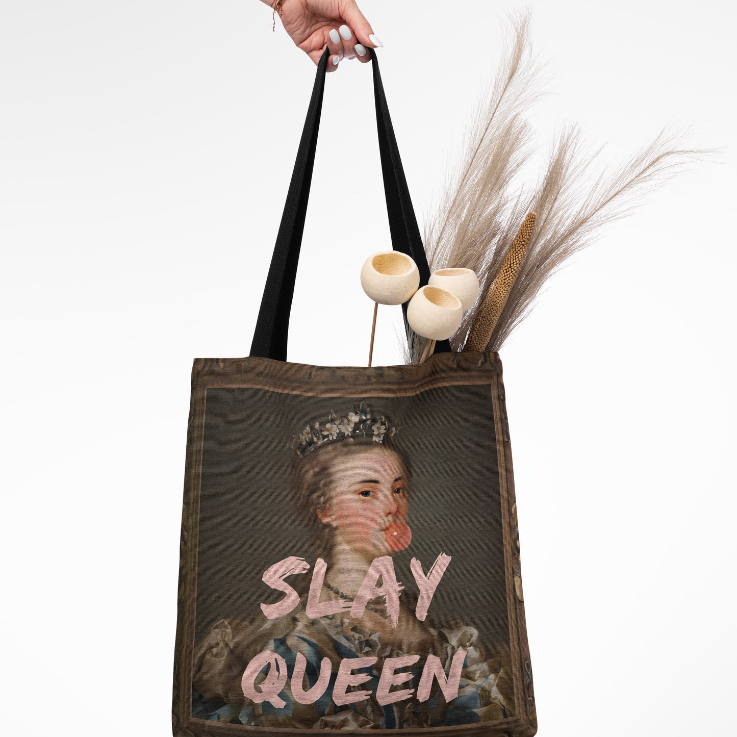 Baroque Meets Pop Art Woven Tote Bag 🎨👑