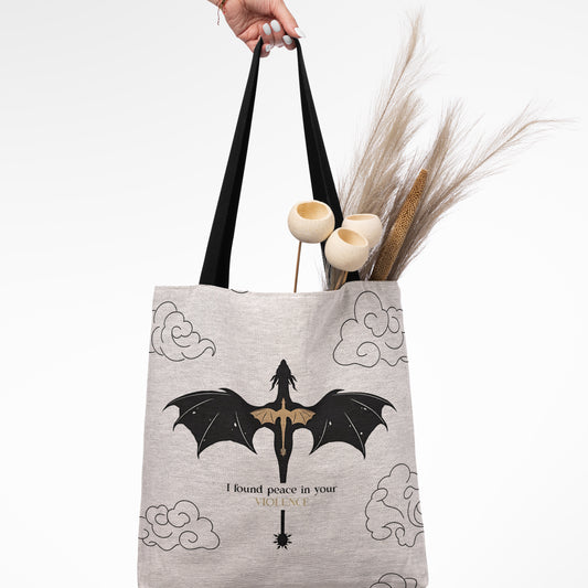 Peace in the Violence: Fourth Wing Dragon Woven Tote Bag