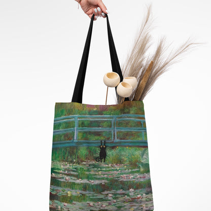 Monet’s Water Lily Garden Cat Tote Bag 🐾🌸