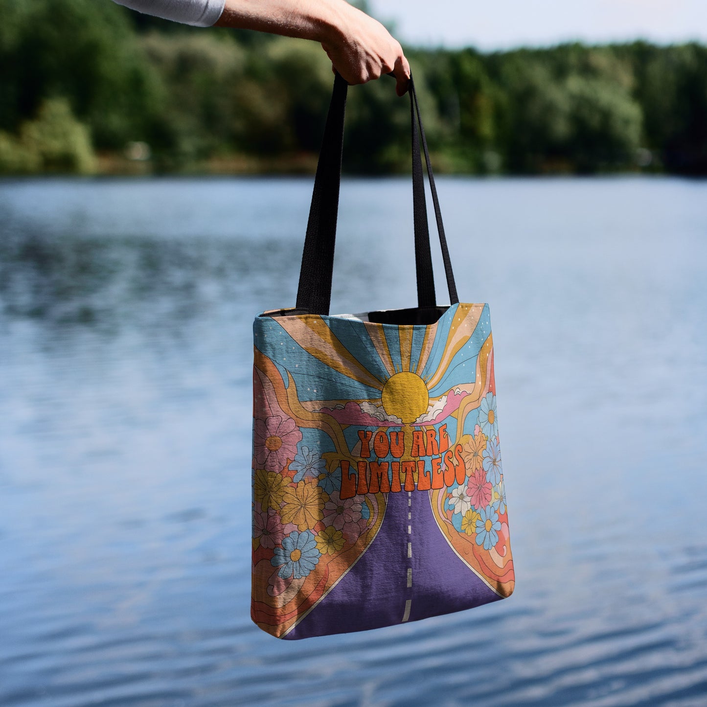 Retro 'You Are Limitless' Woven Tote Bag 🌞🌈