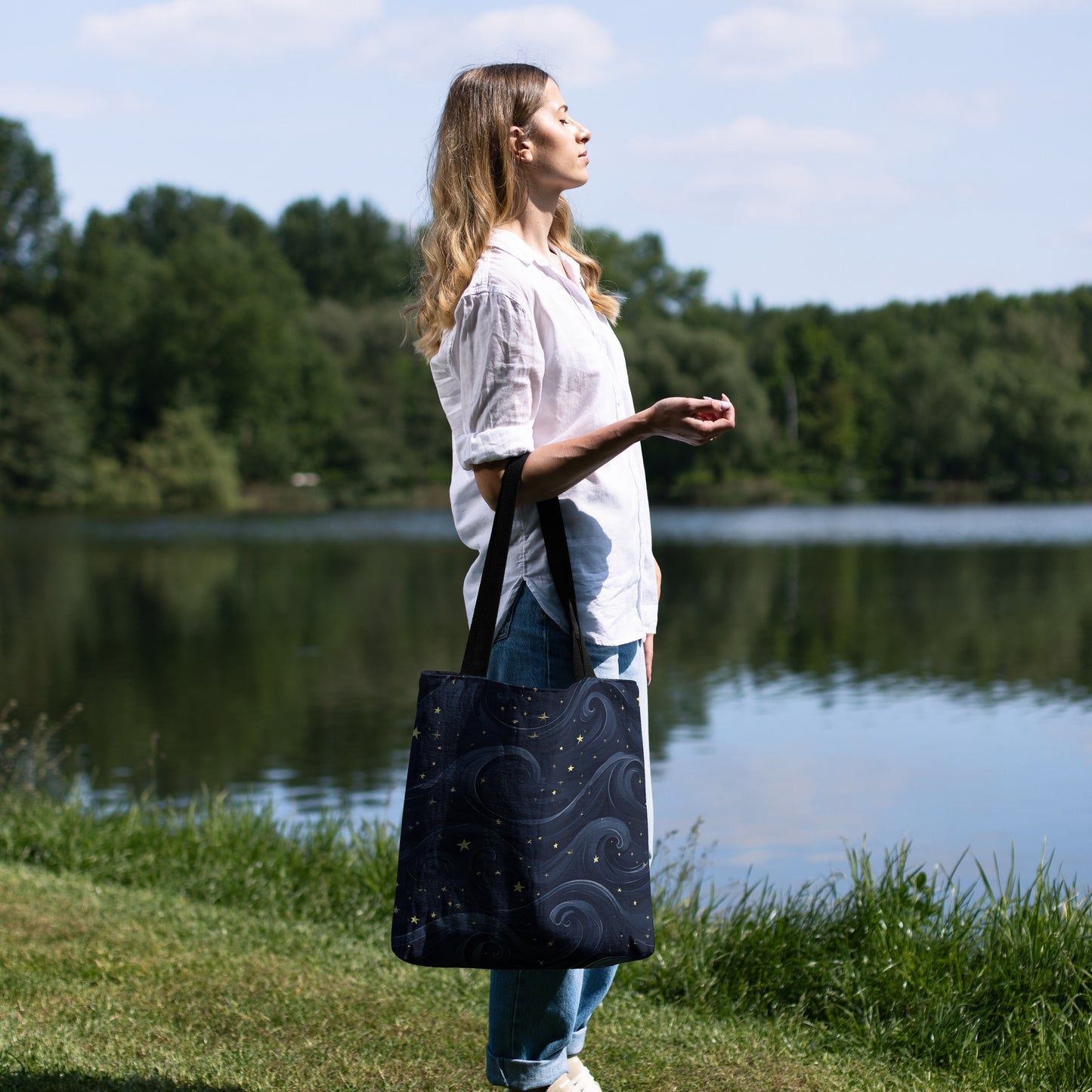 Celestial Waves Woven Tapestry Tote Bag 🌌✨