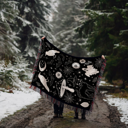 Black Cat & Raven Halloween Blanket
