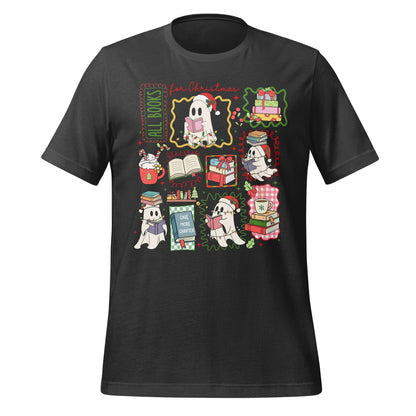 Funny Ghosts Holding Christmas Books Graphic T-Shirt