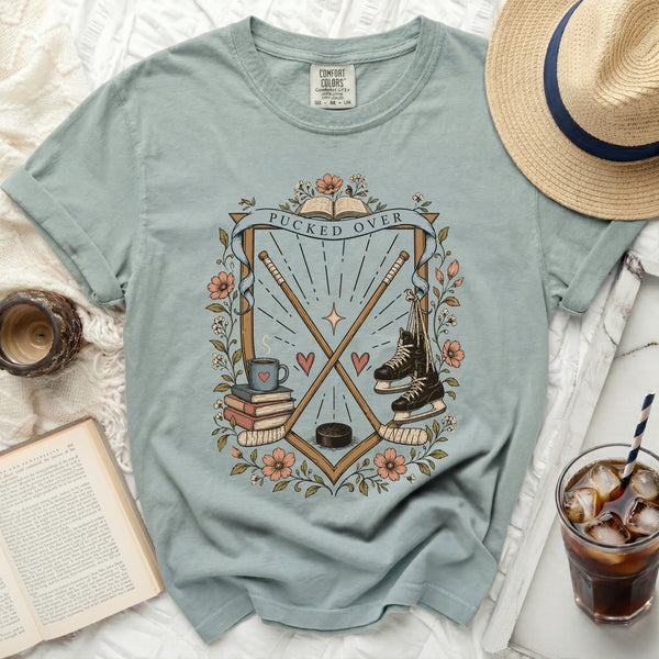 Pucked Over Cozy Hockey Tee in Bay