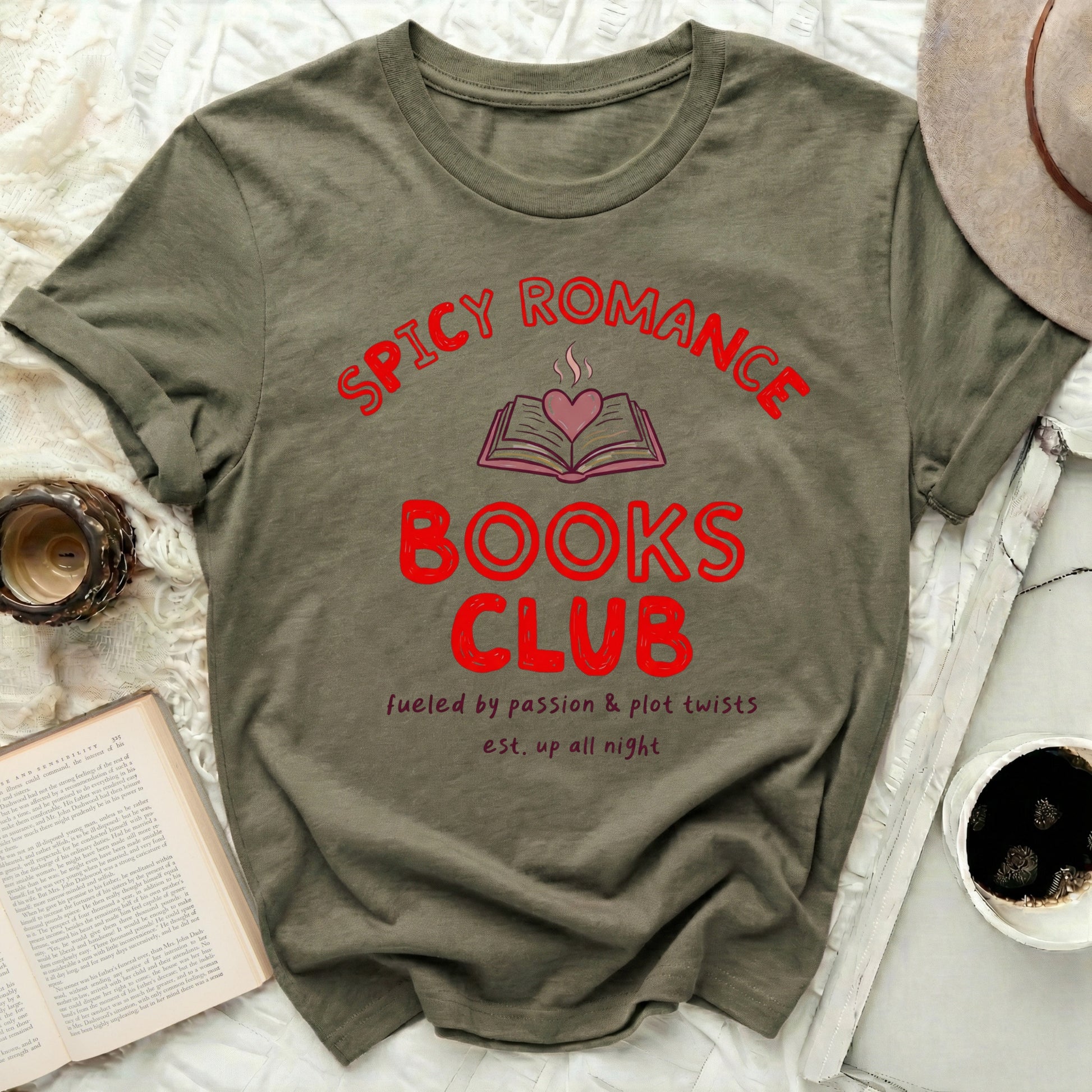 Spicy Romance Books Club fueled by passion & plot twists product type
Spicy Romance
Books Club
Book Lover
Reader Gift
Literary Shirt
Romance Books
Plot Twists
Passion Reading
Bookworm Apparel
Reading Club
Est Up All Night
Graphic Tee
Bookish Style
Novel Fan
Fiction Lover
Story Teller
Cute Book Shirt
Unique Reader
Literary Fan
Book Nerd