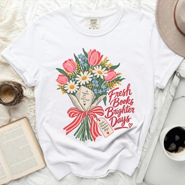 Fresh Books Floral Tee in White