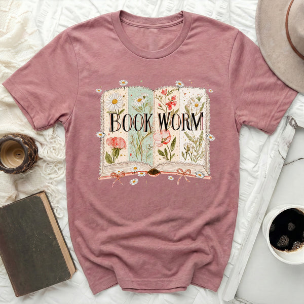 Vintage Book Worm Tee in Heather Mauve