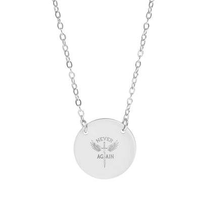 Engraved Never Again Pendant Necklace for Women