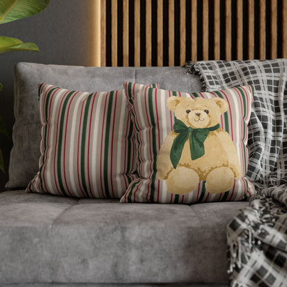 Decorative Throw Pillow Set with Bear and Striped Patterns