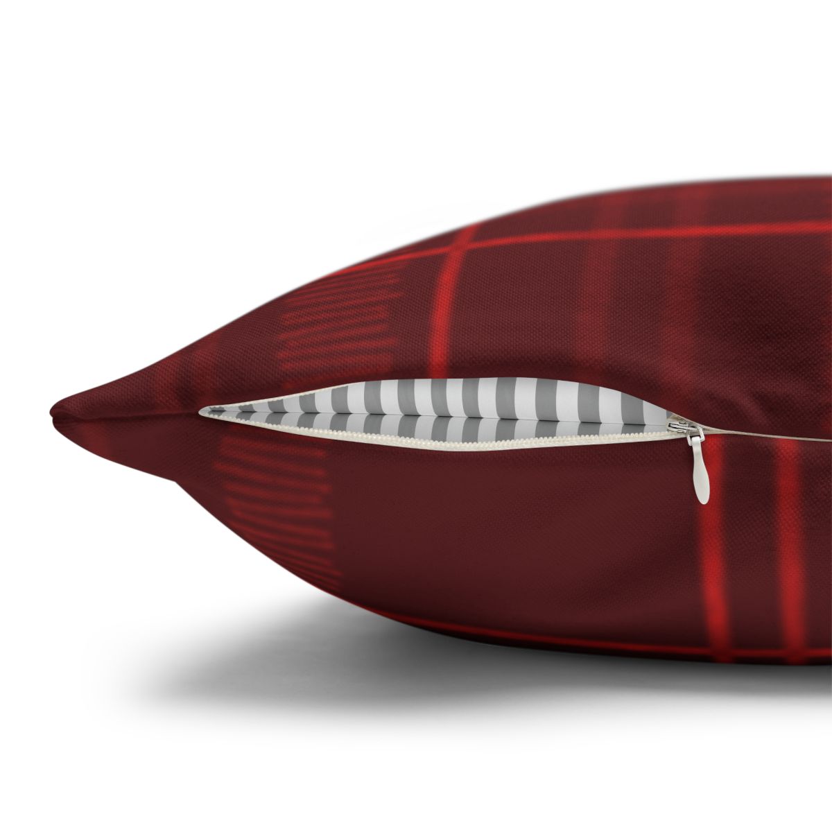 Red and Black Plaid Decorative Pillow with Hidden Zipper