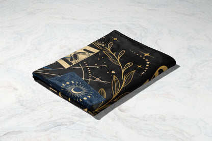 Mystical Celestial Moon and Stars Themed Blanket