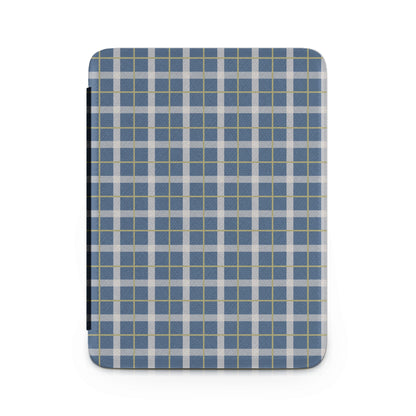 Blue and Grey Plaid Pattern Protective Tablet Cover