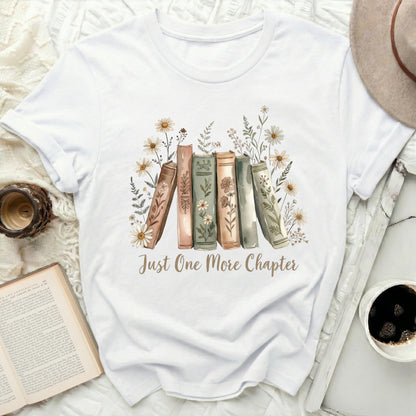 Just One More Chapter Floral Book Lover Shirt Design
