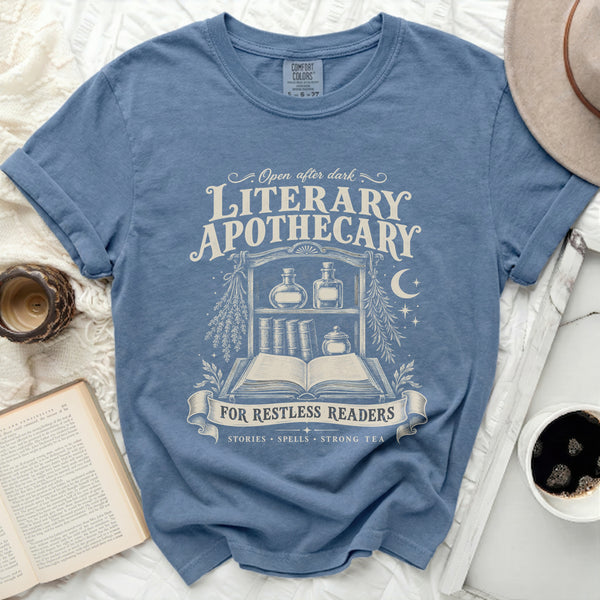 Literary Apothecary Tee in Blue Jean