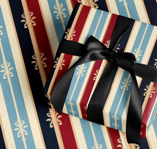 Elegant Striped Wrapping Paper with Black Bow
