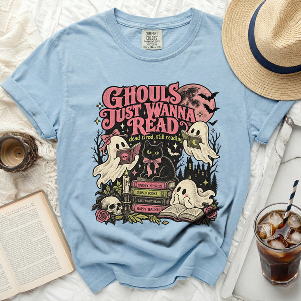 Ghouls Wanna Read Tee in Chambray
