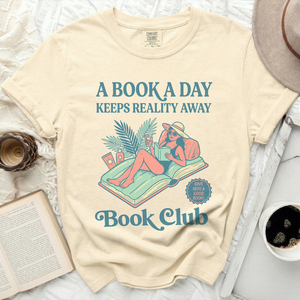 Reality Away Book Club Tee in Ivory