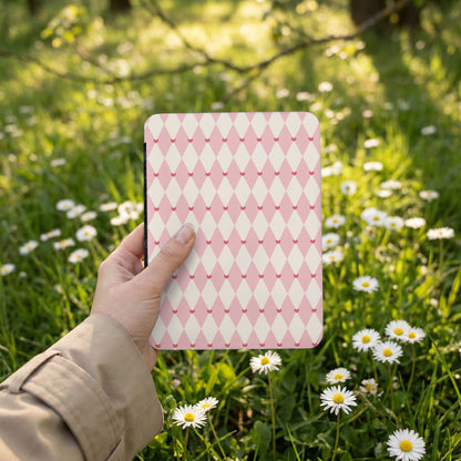 Pink and White Diamond Pattern Notebook for Daily Notes