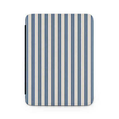 Blue and White Vertical Striped Pattern Notebook