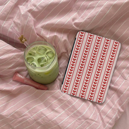 Stylish Red and White Striped Patterned Notebook