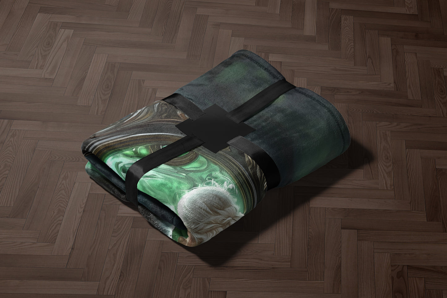 Luxurious Green and Black Velvet Throw Blanket