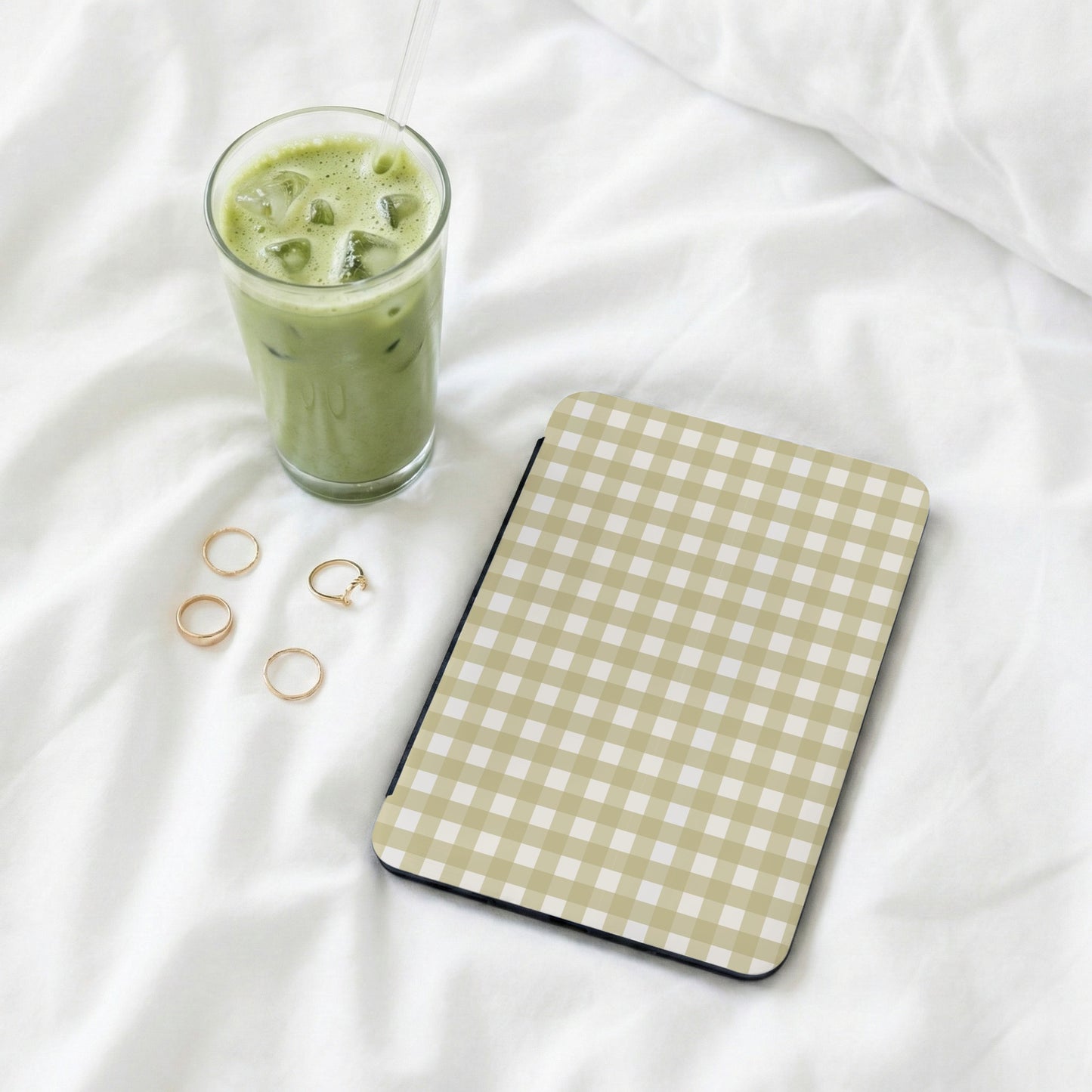 Beige Gingham Checkered Pattern Journal Notebook
