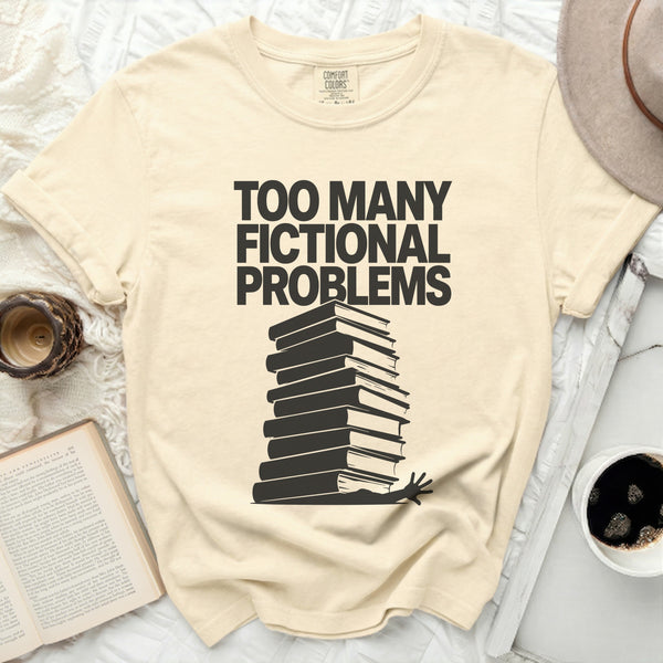 Fictional Problems Book Stack Tee in Ivory