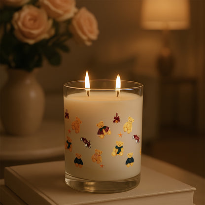Adorable Teddies Patterned Candle Decor Item