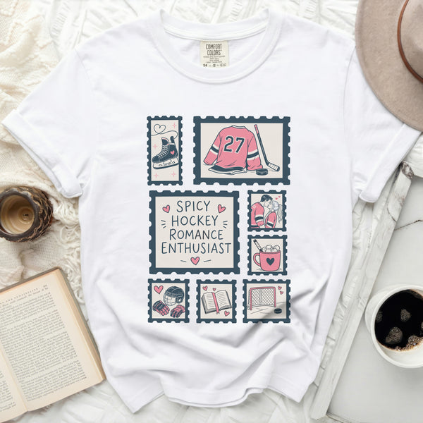 Spicy Hockey Romance Enthusiast Tee in White