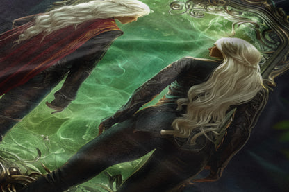 Fantasy Characters Walking Through Mystical Portal