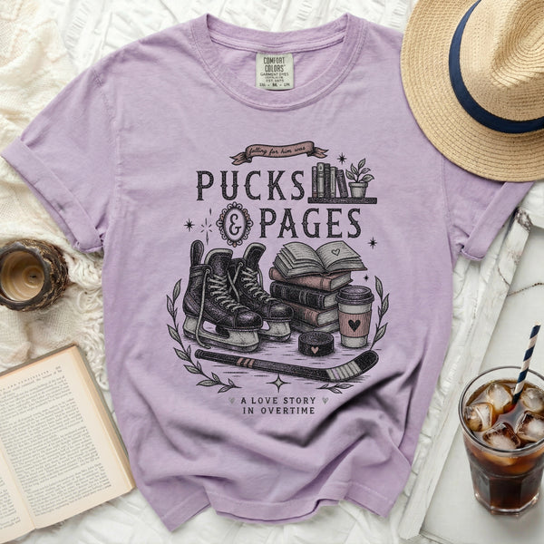 Pucks & Pages Love Story Tee in Orchid