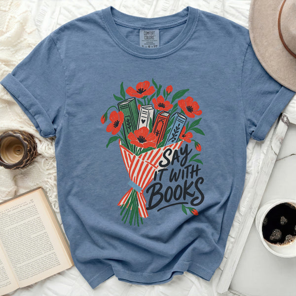 Say It With Books Tee in Blue Jean