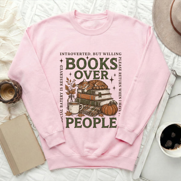 Books Over People Sweatshirt in Light Pink