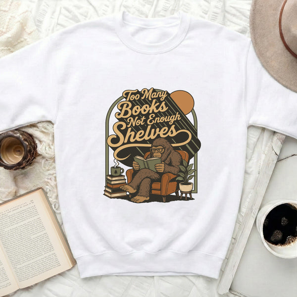Cozy Cryptid Bookworm Sweatshirt in White
