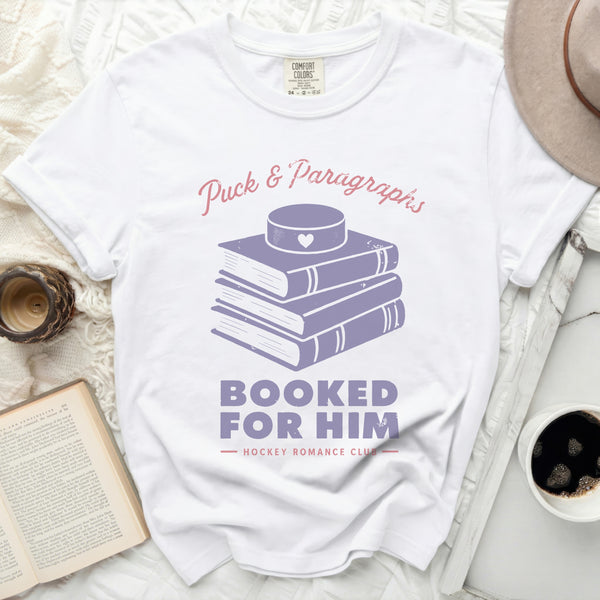 Puck & Paragraphs Hockey Romance Tee in White