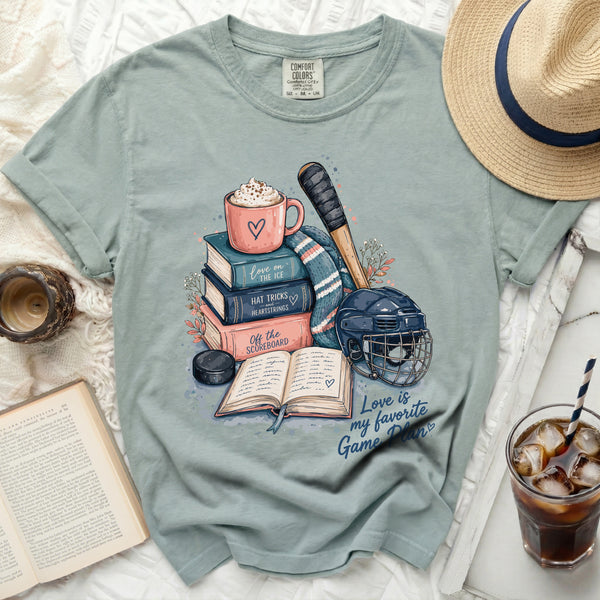 Love Is My Game Plan Hockey Tee in Bay