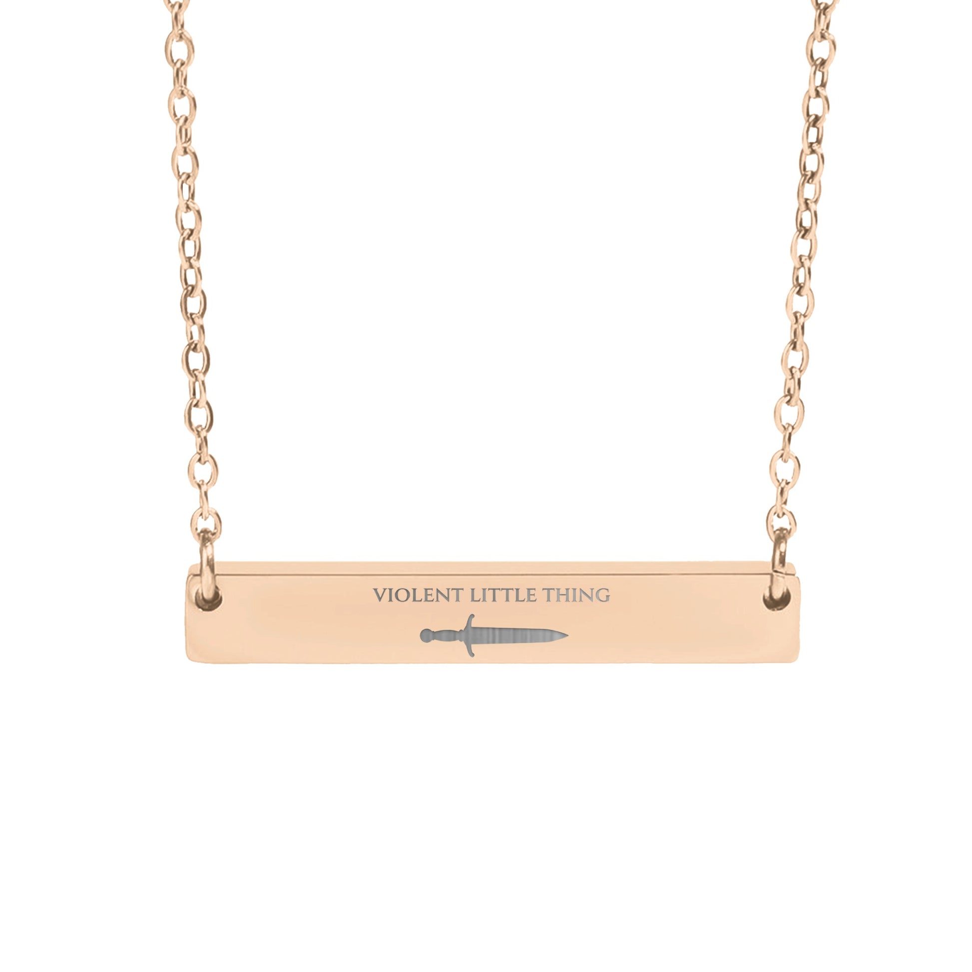 Violent Little Thing Engraved Bar Necklace Jewelry