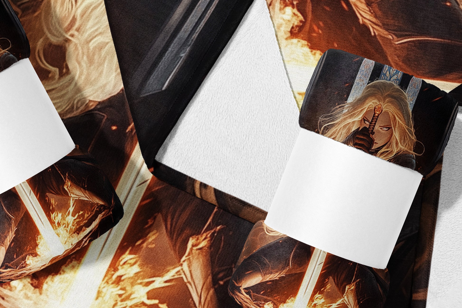 Fire Warrior with Sword Design Pillowcase