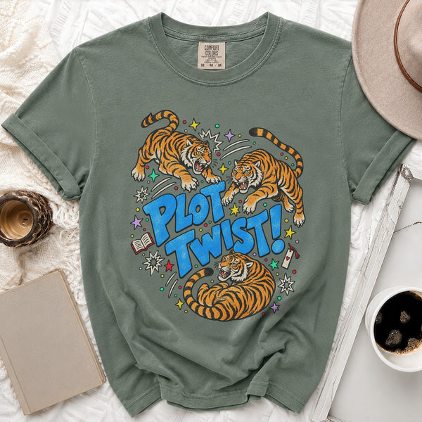 Plot Twist Tiger Tee in Moss