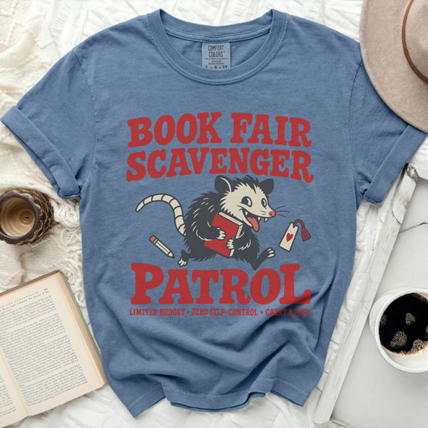 Book Fair Scavenger Tee in Blue Jean