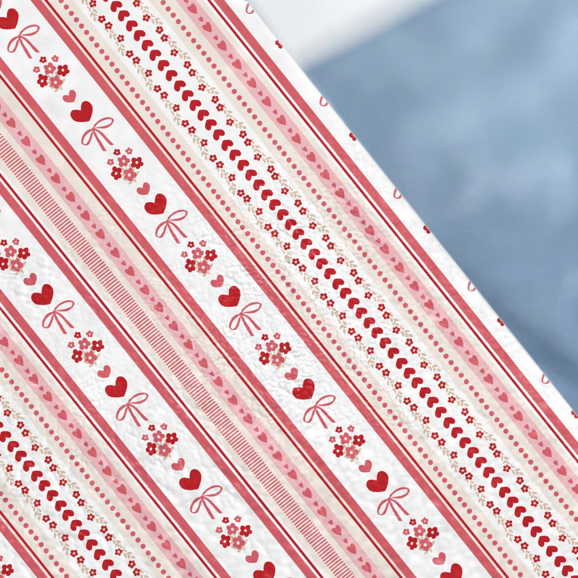 Red and Pink Hearts and Flowers Diagonal Pattern Product