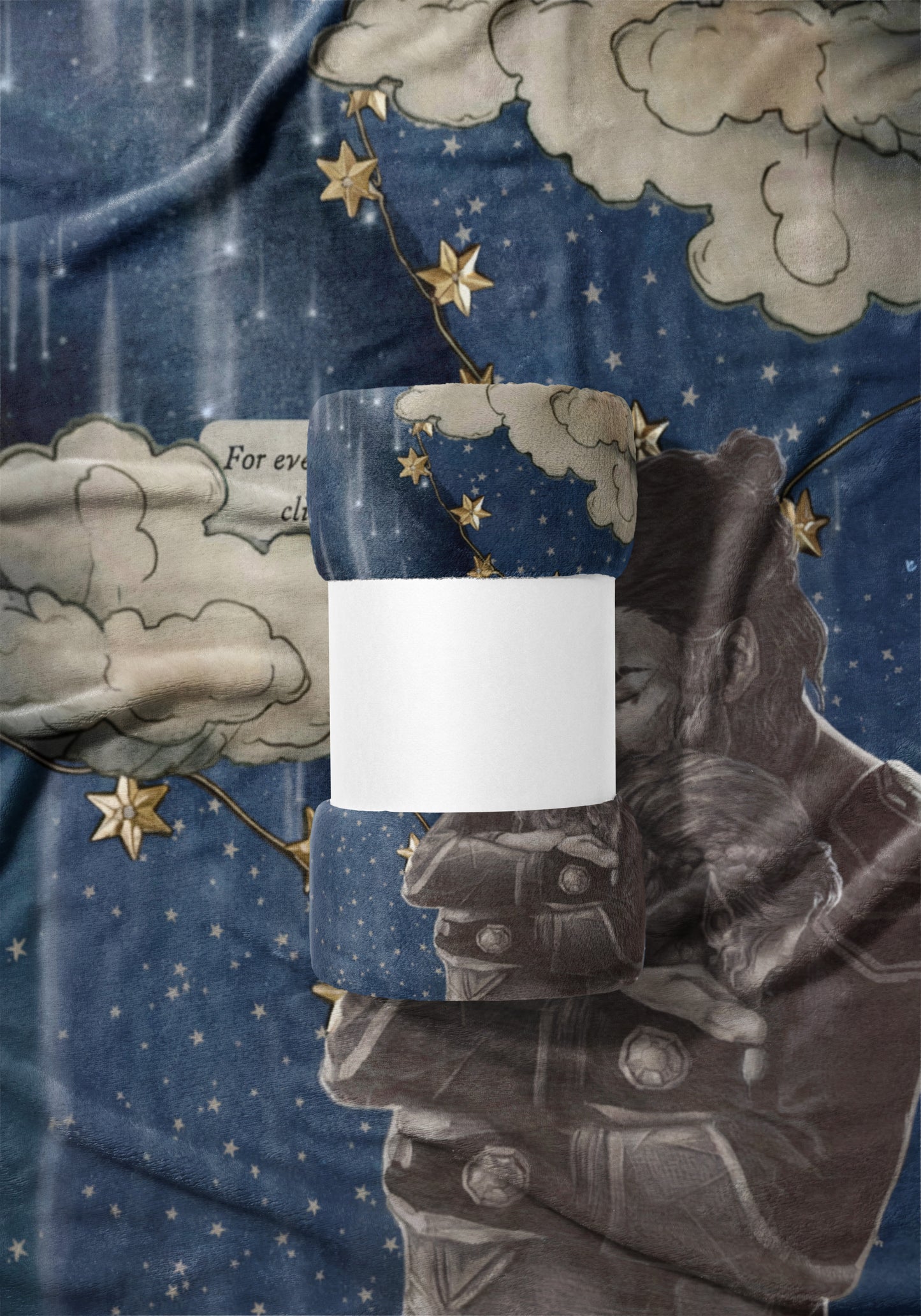 Starry Sky with Father and Child Design Blanket
