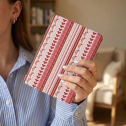 Red and Pink Striped Pattern Hardcover Notebook