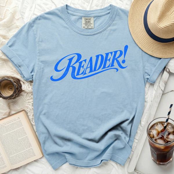 Vintage Retro Reader Tee in Chambray