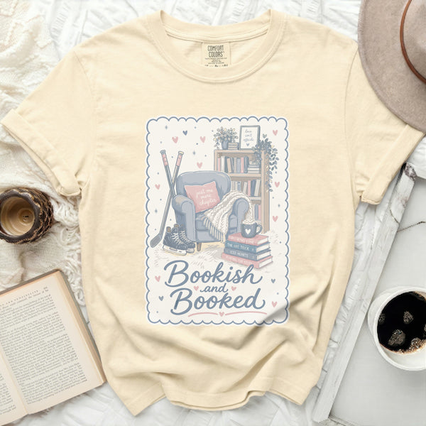 Bookish & Booked Hockey Reader Tee in Ivory