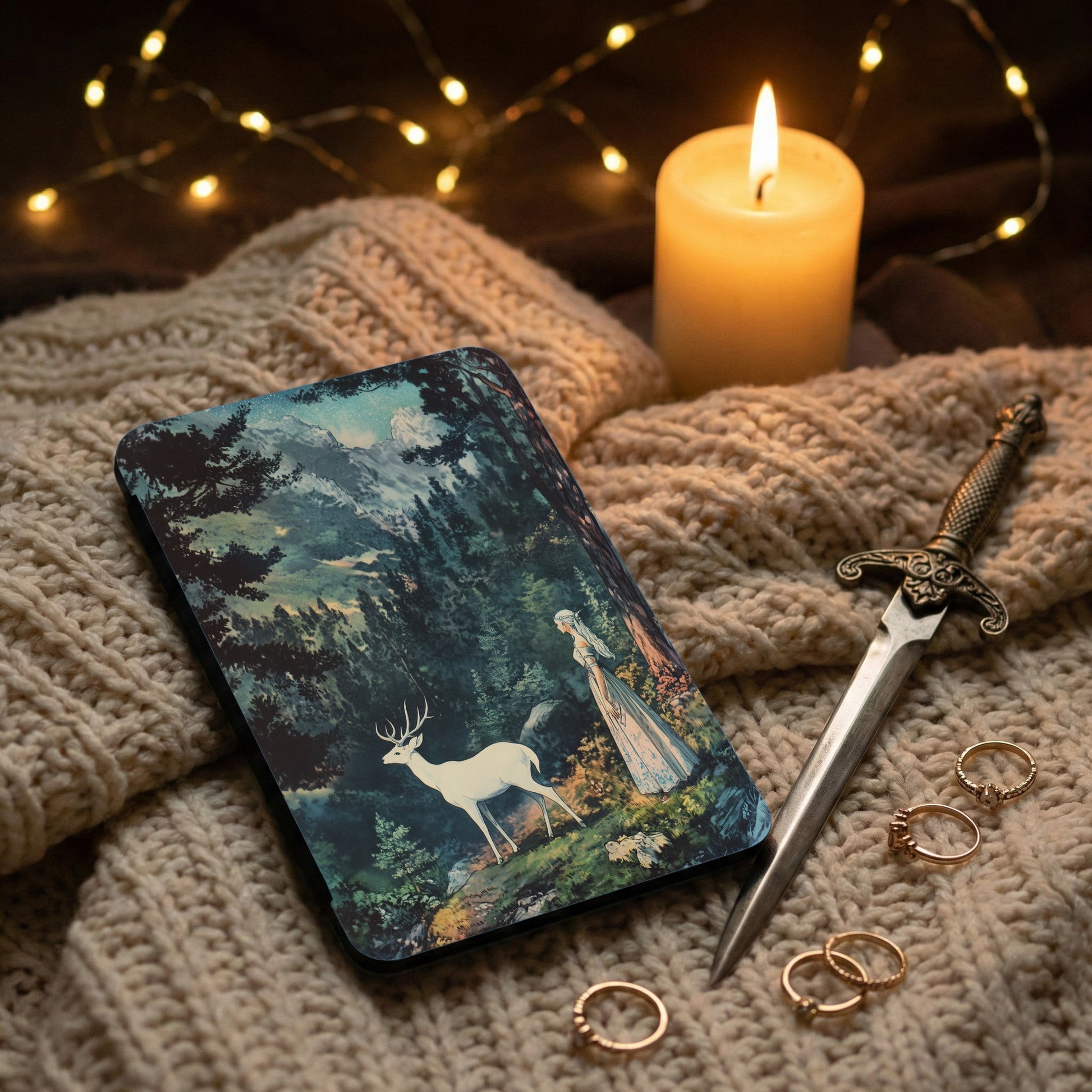 Enchanted Forest Mountain Woman White Stag product type