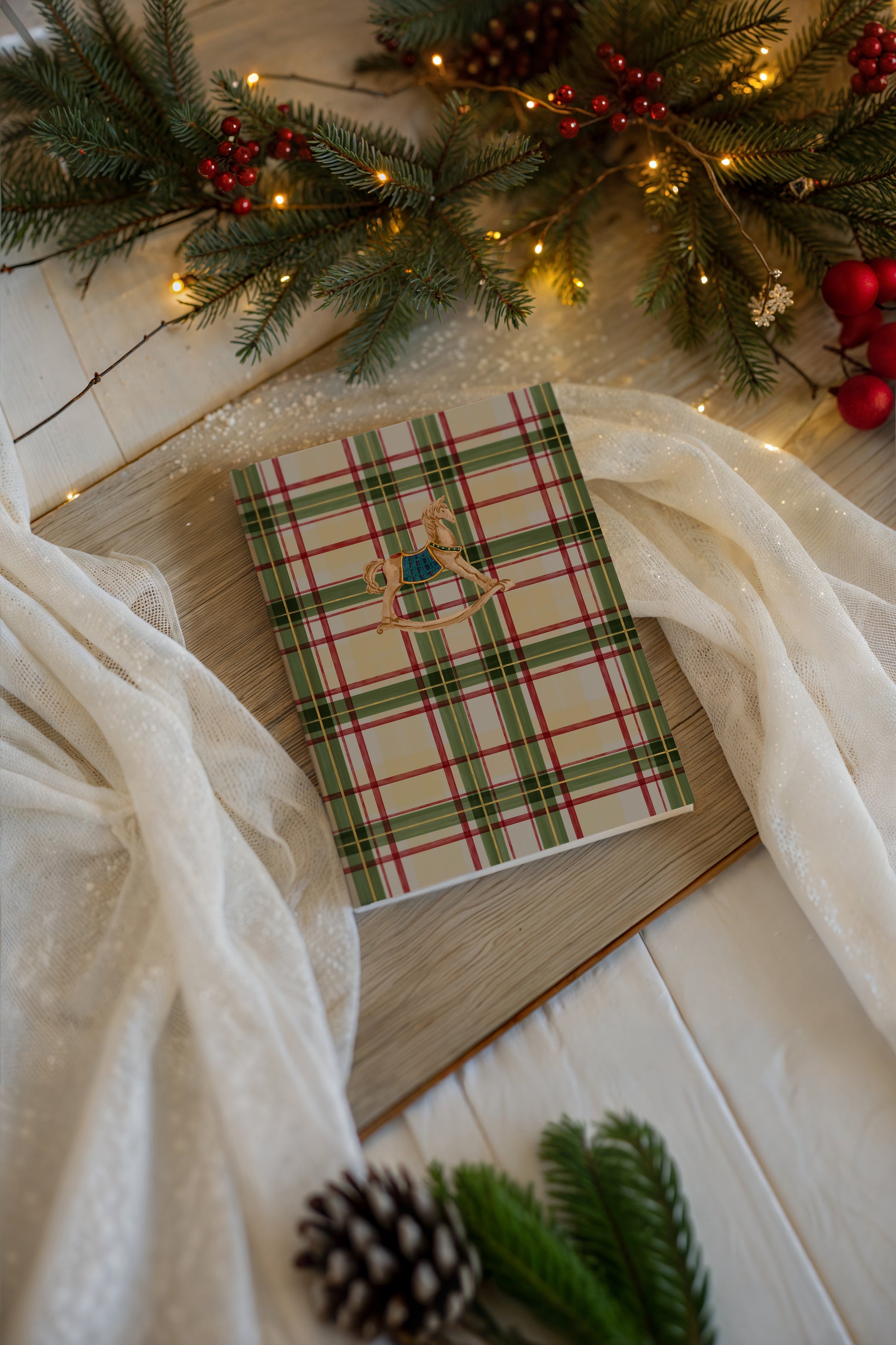 Festive Holiday Theme Plaid Covered Notebook for Writing