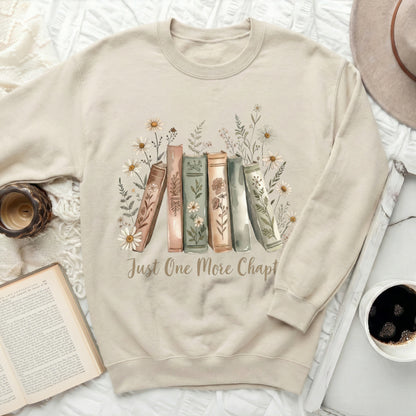 Just One More Chapter Floral Bookshelf Shirt
