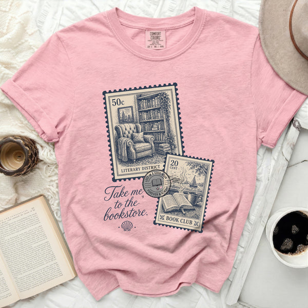 Literary District Stamp Tee in Blossom